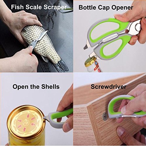  Multi-function Kitchen Shears Heavy Duty Stainless Steel With Ergonomic Handle,Best Multi-function Scissors For Chicken, Poultry, Fish, Meat