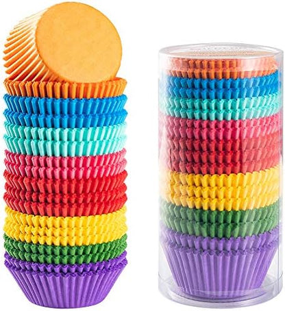  Fbera Colored Mini Cupcake Liners Vibrant Muffin Baking Cups 400-Count
