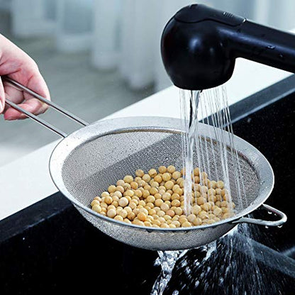  Fine Mesh Strainer 6 Pieces Set, Flour Sifter For Baking, Stainless Steel Clander, Matcha Tea Strainer, Gravy Separator, Stasher Sieve Pasta Strainers