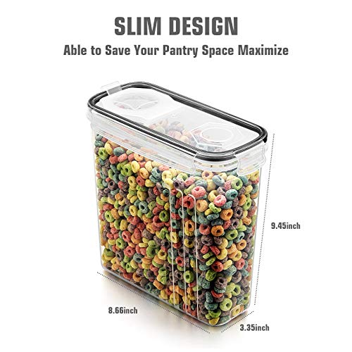  Cereal Storage Containers Set, Large BPA Free Plastic Airtight Food Storage Containers 4L /135.3oz For Cereal, Flour, Sugar, 6 Piece Set Cereal Dispensers With 20 Labels & Marker, Black