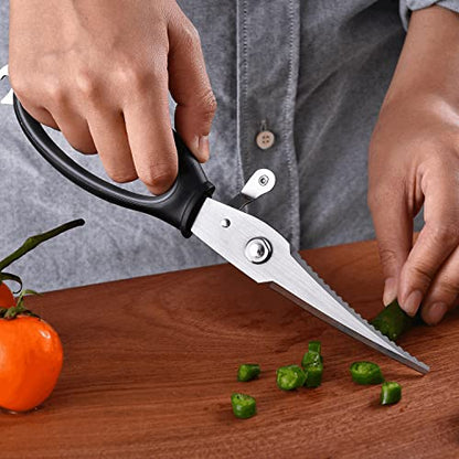  Poultry Shears Heavy Duty Professional Kitchen Scissors Stainless Steel, Easily Snipping Through Skin And Crunching Bones, Locking Hinge To Take Apart Easy To Clean Dishwasher Safe (Black Gray)
