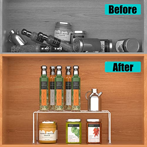  GEDLIRE Kitchen Cabinet Shelf Rack Organizers 2 Pack, Medium (13 X 9.4 Inch) Steel Metal Frame Freezer Wire Storage Shelf Rack, Cupboard Plate Dish Organizer Rack Counter & Pantry Organization, Chrome