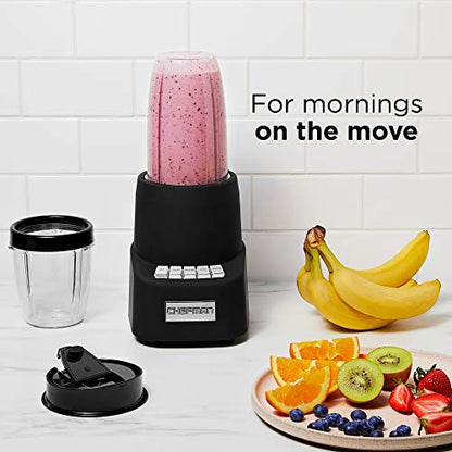  Countertop + Travel Dynamic Blending System, 12-Piece Set, 3 Programmed Speeds & Pulse, Easy Ice Crushing For Shakes & Smoothies, Dishwasher-Safe 32-Oz Pitcher, 12Oz & 2 24Oz Tumblers, Black