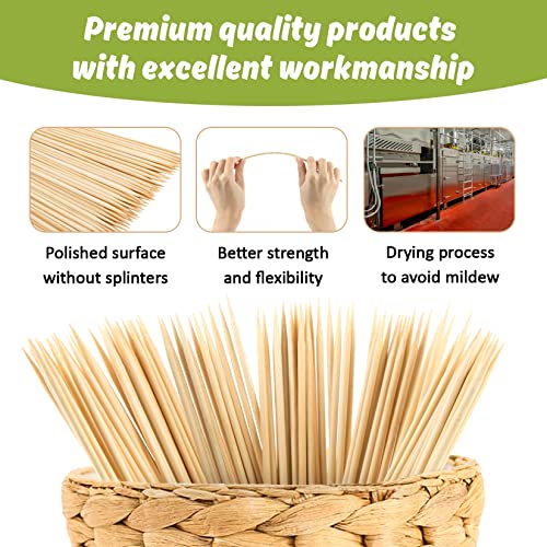  270PCS Bamboo Sticks Bulk - Premium Natural Wooden Skewers Bamboo Skewers Wood Sticks For BBQ, Open Fire Pit, Caramel Apples, Hamburger, Fruit, Grilling. Φ=3.5mm, L=15cm