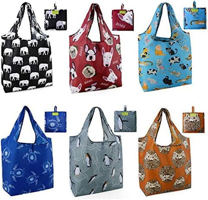  BeeGreen Shopping Bags Reusable Grocery Tote Bags 6 Pack XLarge 50LBS Ripstop Geometric Fashion Recycling Bags With Pouch Bulk Machine Washable Nylon Bags Black Gray Blue Navy Teal Christmas