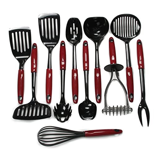  Select Nylon Cooking And Serving Spaghetti Or Pasta Fork, 12.5 Inch, Red