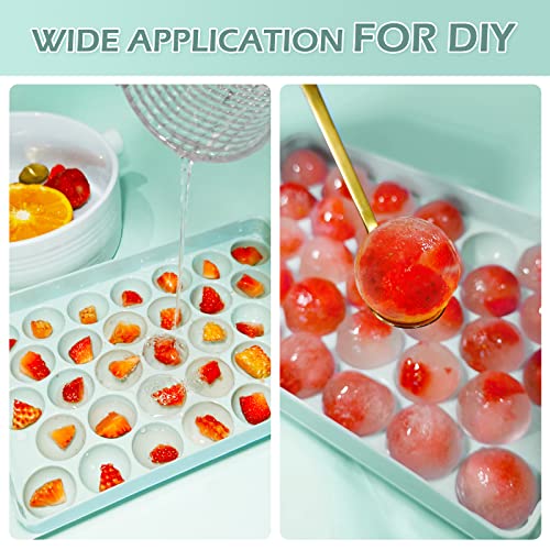  Ice Cube Tray,Circle Ball Ice Trays For Freezer With Lid & Bin,Cube Tray Making 99PCS Sphere Ice Chilling Cocktail Whiskey Tea Coffee 3 Trays 1 Ice Bucket & Scoop