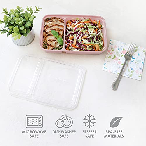  ® Prep 60-Piece Meal Prep Kit - 1, 2, & 3-Compartment Containers With Custom Fit Lids - Microwaveable, Durable, Reusable, BPA-Free, Freezer & Dishwasher Safe Storage Containers (Floral Pastels)