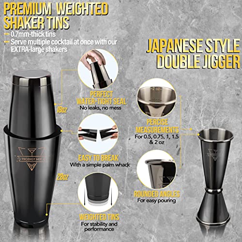  The Complete Mixology Bartender Kit 20-Piece Boston Cocktail Shaker Set - Premium Bar Accessories & Tools Set, Bonus Velvet Bag & Recipe Cards, Stainless Steel Drink Mixer (Gunmetal-Black, 20-Piece)