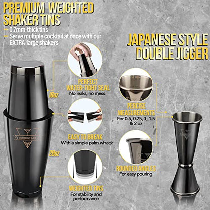  The Complete Mixology Bartender Kit 20-Piece Boston Cocktail Shaker Set - Premium Bar Accessories & Tools Set, Bonus Velvet Bag & Recipe Cards, Stainless Steel Drink Mixer (Gunmetal-Black, 20-Piece)