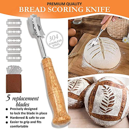  Anneton Bread Proofing Basket Set-A Complete Sourdough Proofing Basket Kit Of 9 Inch Round And 10 Inch Oval Bread Baskets With Cloth Liners Dough Scrapers Dough Whisk Bread Lame And Cleaning Brush