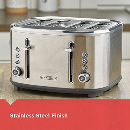 Black & Decker 4-Slice Extra-Wide Slot Toaster, Stainless Steel, TR4300SSD