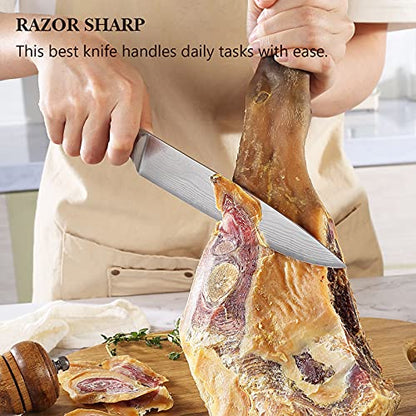  Carving Knife Razor Sharp Slicing Knife, 8 Inch Sushi Knife, High Carbon Stainless Steel Sashimi Knife With Ergonomic Handle For Carving Turkey Cutting Meats, Vegetables And Fruits