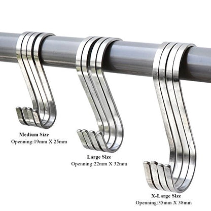  Sfun 15 Pack Size Large 3.5 Inch Flat S Hooks Heavy Duty Solid 304 Stainless Steel S Shaped Hanging Hooks,Metal Kitchen Pot Pan Hangers Rack Hooks