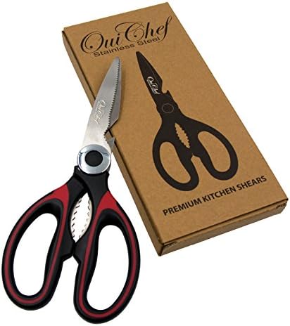  Kitchen Shears, Chef Scissors, Poultry Shears, Meat Shears, Kitchen Scissors With Premium Stainless Steel Blades & Sure-Grip Ergonomic Handles (White-Single)
