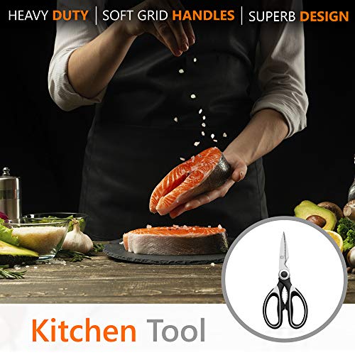  Kitchen Shears - Ultra Sharp Premium Heavy Duty Kitchen Shears And Multi Purpose Scissors Includes Seafood Scissors As A Bonus -Kitchen Heavy Duty Cooking Scissors