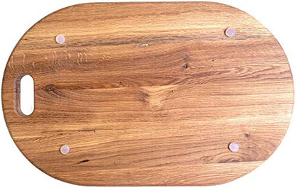  American Oak Wood Oversized Serving Board 20.5" X 13" | Extra Large Charcuterie Board | Cheese Board With Handle For Serving Cheeses, Meats, Crackers, And Wine | Unique Gift (Oval Cutting Board)