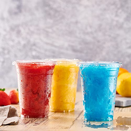 16 Oz 50 Sets Plastic Cups With Lids BPA Free Clear Plastic Cups Disposable Coffee Cups Clear Cups For Water Soda Juice Drinking Cups & Lids For Office, Shop & Restaurant