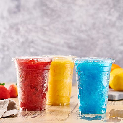  16 Oz 50 Sets Plastic Cups With Lids BPA Free Clear Plastic Cups Disposable Coffee Cups Clear Cups For Water Soda Juice Drinking Cups & Lids For Office, Shop & Restaurant
