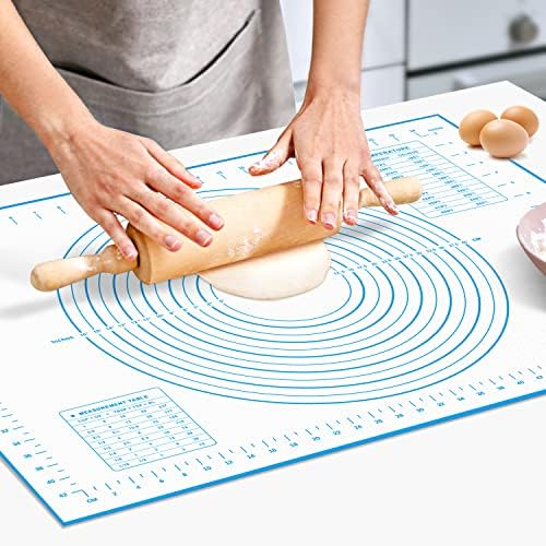  Silicone Pastry Mat For Rolling Dough, 28" X 20" Non Slip Extra Thick Large Baking Mat With Measurement Fondant Mat, Dough Mat, Counter Mat For Cookies, Macarons, Bread, Pizza - Red