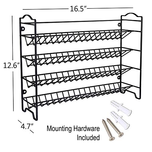  SWOMMOLY Spice Rack Organizer With 36 Empty Square Spice Jars, 396 Spice Labels With Chalk Marker And Funnel Complete Set, For Countertop, Cabinet Or Wall Mount, Black