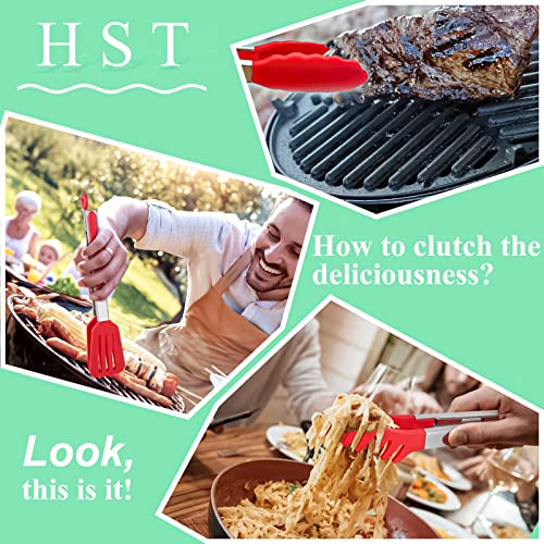  3 Pack Kitchen Tongs (9 Inches), Non Stick Stainless Steel Tongs With Silicone Tip For Cooking BBQ Baking(Red)