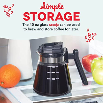 Dash Rapid Cold Brew Maker With VacuPress™ Technology With Glass Carafe For 40 Ounces Of Instant Fresh Cold Brew Coffee Or Iced Tea