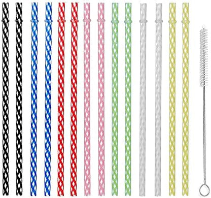  25 Pieces Reusable Plastic Straws. BPA-Free, 9 Inch Long Drinking Transparent Straws Fit For Mason Jar, Yeti Tumbler, Cleaning Brush Included