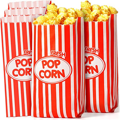  300 Pcs Popcorn Bags Popcorn Boxes Paper Red And White Movie Popcorn Bags For Carnival Movie Theme Party Supplies(3.54 X 2.36 X 8.27 Inches)