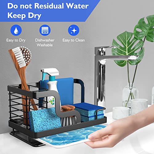  Sink Caddy Sponge Holder, Kitchen Sink Organizer For Dish Rag Soap Brush,Dishcloth Holder With Drain Pan 304 Stainless Steel