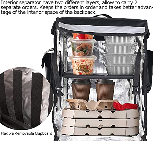  Maxer Insulated Food Delivery Backpack, 13.78" L X 9.85" W X 18.5" H Insulated Cooler Bag, Portable Pizza Delivery Thermal Backpack, Water Resistant Commercial Grade Food Delivery Bag (Black)