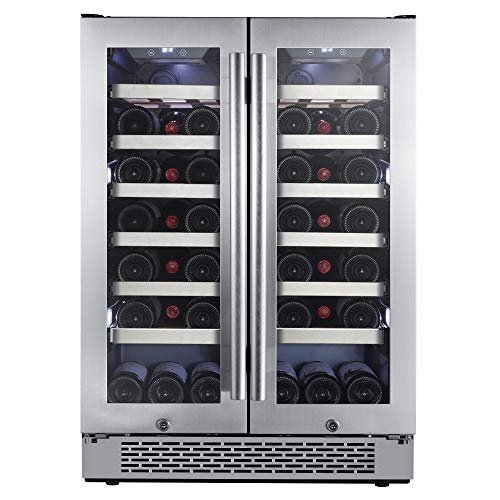 42 Bottle 24" Dual Zone French Door Built-In Wine Cooler