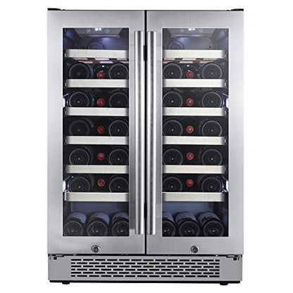  42 Bottle 24" Dual Zone French Door Built-In Wine Cooler