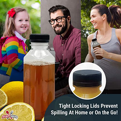  XL Professional Grade Empty 33 Oz Plastic Juice Bottles With Black Caps. 24 Pack For Orange, Apple, Cranberry And Other Fruit Juices, Smoothies Or Beverage Blends. Reusable PET Drink Juicing Container