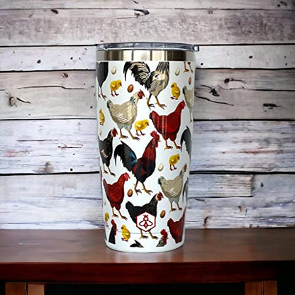  Chicken Gifts For Chicken Lovers Chickens Travel Coffee Mug W/Slider Lid | 20oz Spill Proof Insulated Coffee Tumbler | Chicken Mug | Great Gift For Birthday Or Christmas
