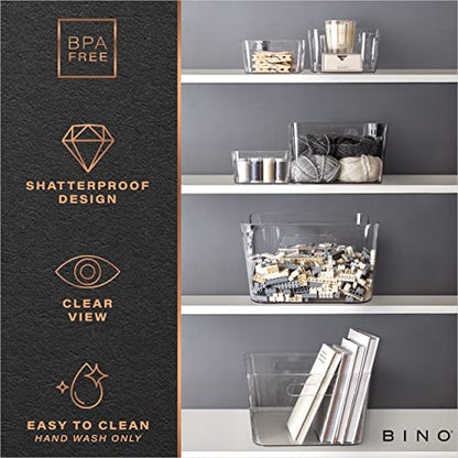  | Plastic Organizer Bins, Large - 4 Pack | The SOHO Collection | Multi-Use Organizer Bins | Pantry Organizer & Freezer Organizer Bins | Plastic Storage Containers | Bins For Home & Kitchen Org