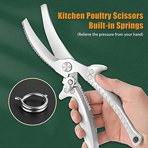  Kitchen Scissors,Upgrade Heavy Duty Stainless Steel Kitchen Scissors With Serrated Edge, Ultra Sharp Professional Poultry Shears For Chicken, Meat, Fish, Turkey,Vegetables,BBQ Scissors