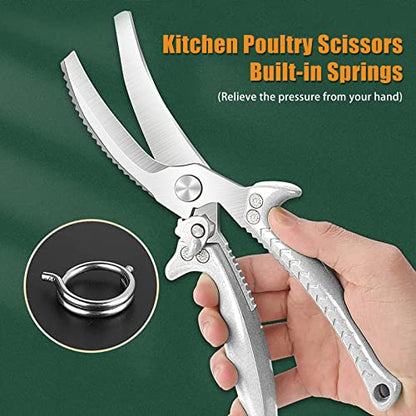  Kitchen Scissors,Upgrade Heavy Duty Stainless Steel Kitchen Scissors With Serrated Edge, Ultra Sharp Professional Poultry Shears For Chicken, Meat, Fish, Turkey,Vegetables,BBQ Scissors