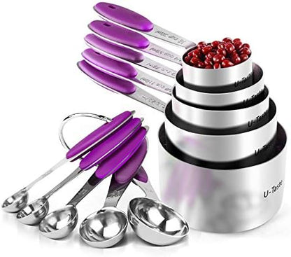  10 Piece Measuring Cups And Spoons Set In 18/8 Stainless Steel