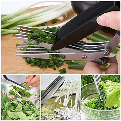  Mult- Purpose Kitchen Scissors Set 3 Pack, Herb Scissors With 5 Blades, Vegetable Peeler, Heavy Duty Poultry Scissors For Bottle Opener, Herb Cutter Shears