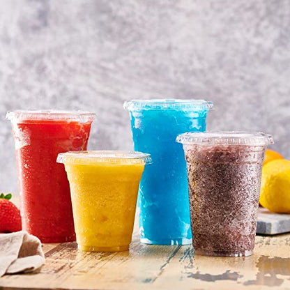  16 Oz 50 Sets Plastic Cups With Lids BPA Free Clear Plastic Cups Disposable Coffee Cups Clear Cups For Water Soda Juice Drinking Cups & Lids For Office, Shop & Restaurant