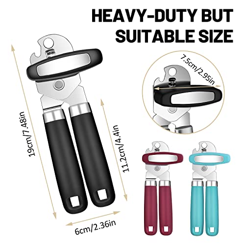  Can Opener Manual, Tymoosty Can Opener Strong Heavy Duty, Smooth Edge Cut, Oversized Knob, Soft Grip Handle, Built-in Bottle Opener, Black