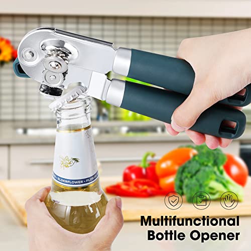  Can Opener Manual, Can Opener With Magnet, Hand Can Opener With Sharp Blade Smooth Edge, Handheld Can Openers With Big Effort-Saving Knob, Can Opener With Multifunctional Bottles Opener