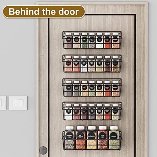  Mystozer 5 Pack Spice Rack Seasoning Organizer Wall Mount, Hanging Spice Organizer Shelf For Kitchen Cabinet, Wall, Pantry Door (Jars Are Not Included)