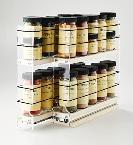  Vertical Spice - 22x2x11 DC - Spice Rack - Fits Narrow Space W/2 Drawers & 2 Tiers - 20 Spice Capacity - Easy Install - Size: 4.6" Wide X 10.75" Tall X 10.6" Depth - Made In USA