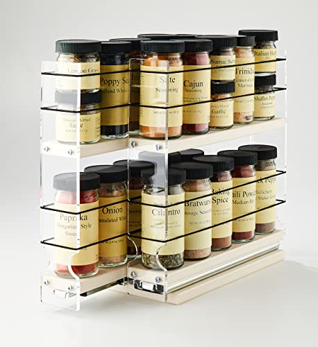  Vertical Spice - 22x2x11 DC - Spice Rack - Fits Narrow Space W/2 Drawers & 2 Tiers - 20 Spice Capacity - Easy Install - Size: 4.6" Wide X 10.75" Tall X 10.6" Depth - Made In USA
