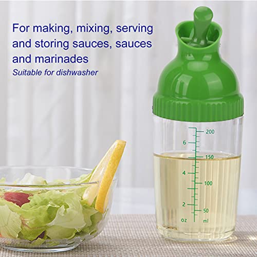  Salad Dressing Shaker For Mixing Ranch And Sauce, One Hand Leak Proof Spout Lid For Pouring And Measurement Marks With Good Grip Rubber, Italian Dressing Shaker Oil And Vinegar (Green)