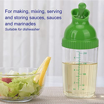  Salad Dressing Shaker For Mixing Ranch And Sauce, One Hand Leak Proof Spout Lid For Pouring And Measurement Marks With Good Grip Rubber, Italian Dressing Shaker Oil And Vinegar (Green)