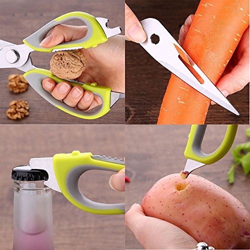  Multi-function Kitchen Shears Heavy Duty Stainless Steel With Ergonomic Handle,Best Multi-function Scissors For Chicken, Poultry, Fish, Meat