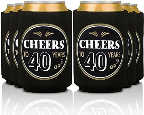  40th Birthday Can Coolers (12 Pack) - Happy 40 Birthday Decorations For Men , Cheers And Beers To 40 Years , Happy 40th Birthday Party Favors , Over The Hill Birthday Decorations 40th Party